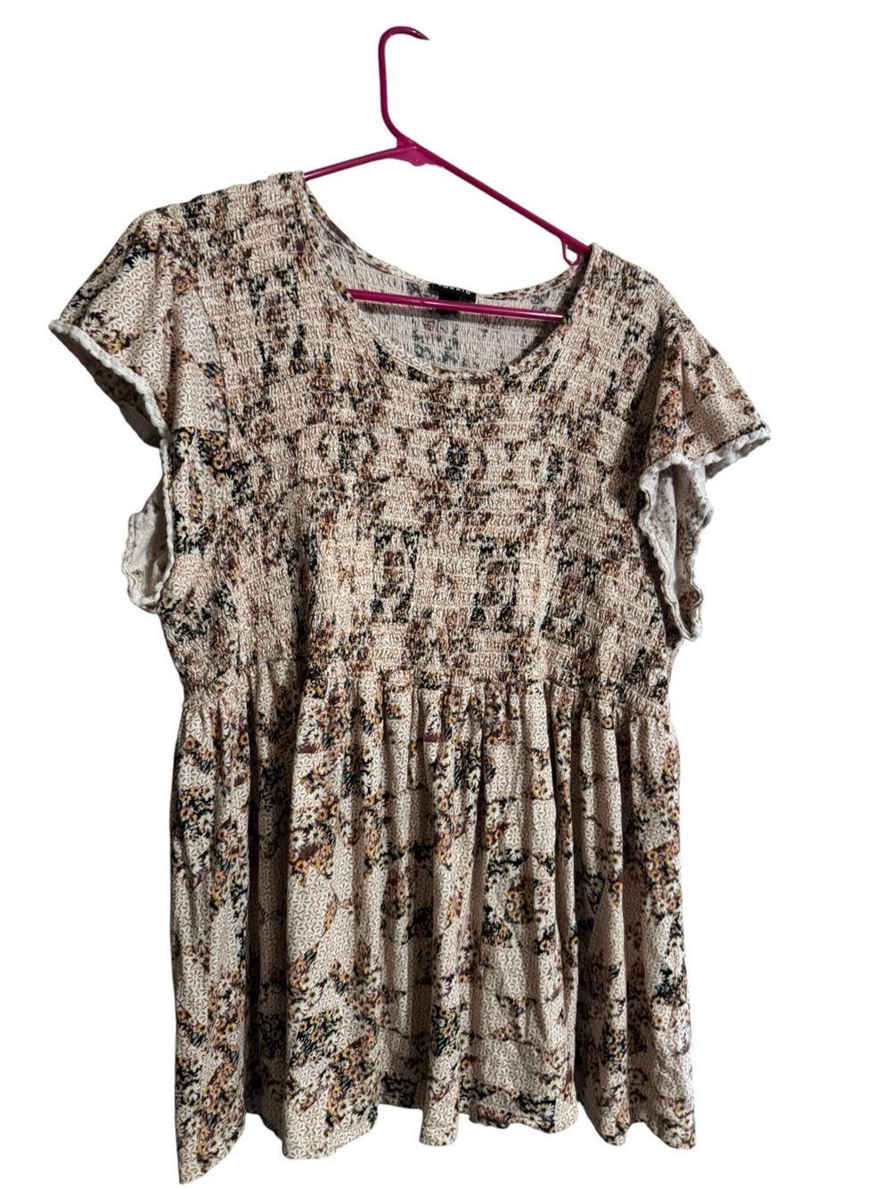 Torrid Boho Floral Smocked Babydoll Top - size 3( 22/24)